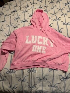 Pink "Lucky One" Graphic Hoodie